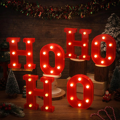VIHOSE Christmas LED Letter Lights Sign Table Decoration Christmas Light up Letters Battery Powered Letter for Home Bar Christmas Party Bedroom Tabletop Decoration Gift(Ho Ho Ho)