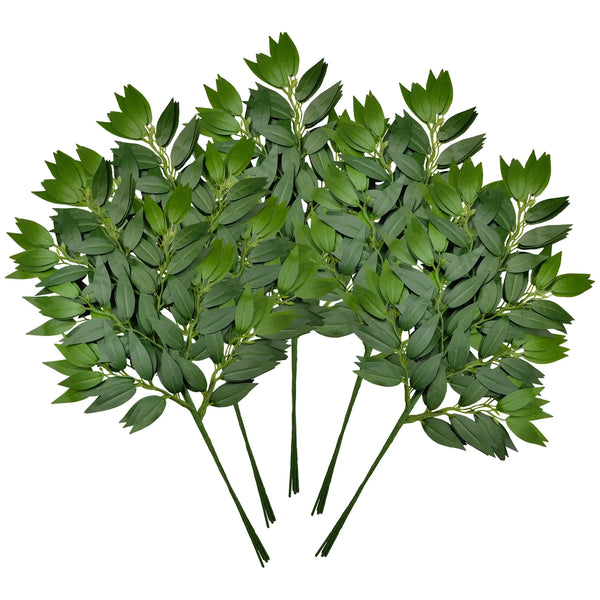 FUNORNAM 36Pcs Italian Ruscus Greenery Stems Artificial Silk Greenery Leaves for DIY Wedding Arch Bouquet Filler Table Centerpieces Home Indoor Decor