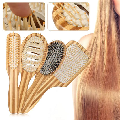 Antistatic Makeup Comb with Bamboo Massage Brush