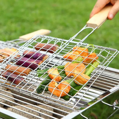Stainless Steel Outdoor Grill with Wooden Handle